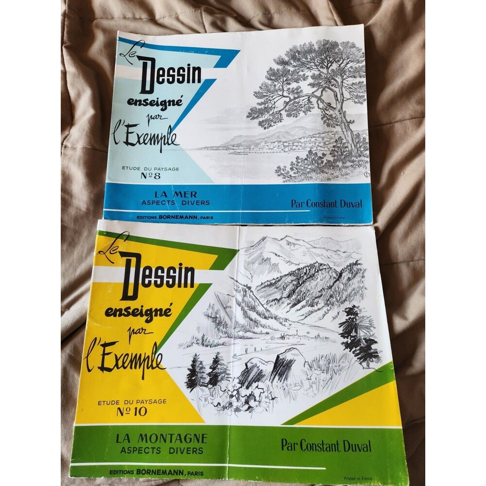 Le Dessin Enseigne par l'Exemple Lot of 2 Vintage French Drawing Booklets